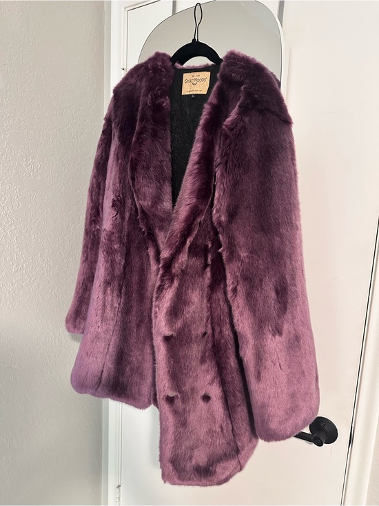 Spirit Hoods Jackets & Blazers - SpiritHoods RARE Dark Purple Faux Fur Coat Jacket Long Size Large Womens